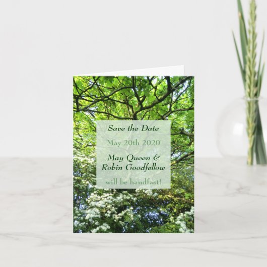 Hawthorn & Oak Handfasting Save the Date Notecard Einladung (Vorderseite)