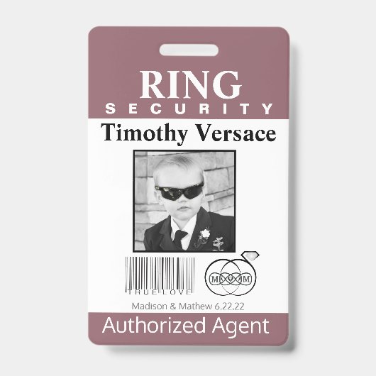 Hawthorn Rose Ring Bearer Security Abzeichen Ausweis (Vorderseite)