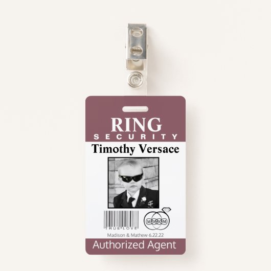 Hawthorn Rose Ring Bearer Security Abzeichen Ausweis (Vorderseite mit Klammer)