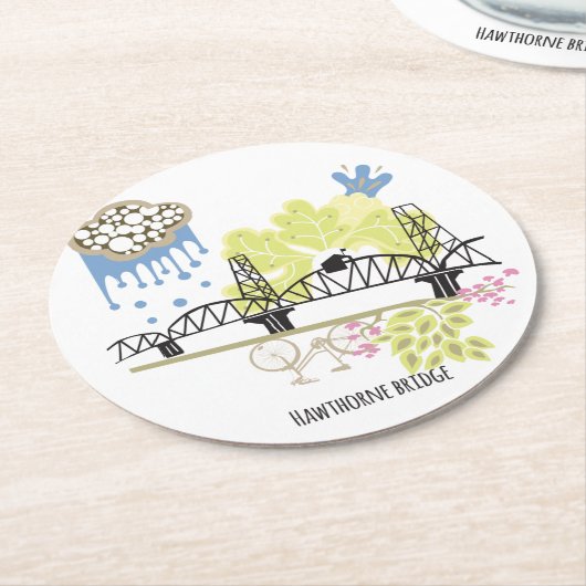 Hawthorne Brücken-Portland-Untersetzer Runder Pappuntersetzer (Angewinkelt)