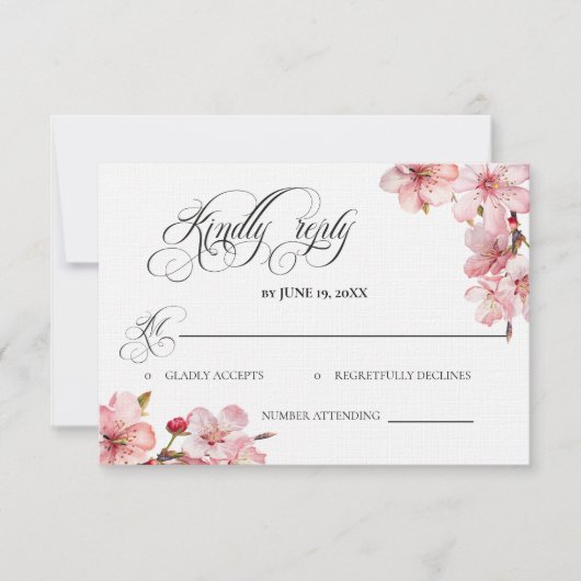 Hawthorne Calligraphy Wedding Kindly Reply card RSVP Karte (Vorderseite)