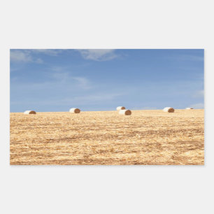 Hay Bales auf dem Feld Rechteckiger Aufkleber