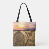 Hay Bales Farm Ranch Sunset Tote Bag Tasche (Rückseite)