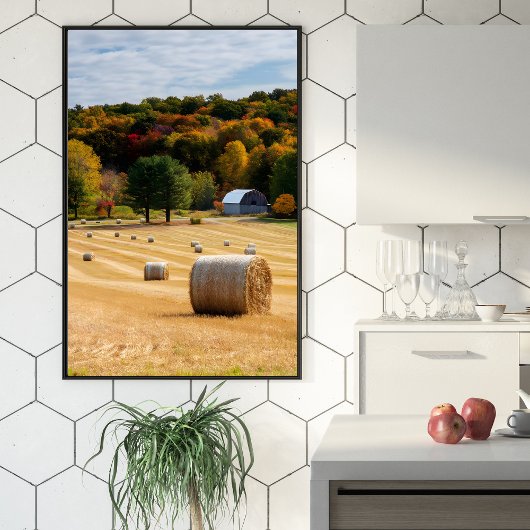 Hay Bales im Herbst Poster