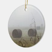 Hay Bales im Nebel Keramik Ornament (Links)