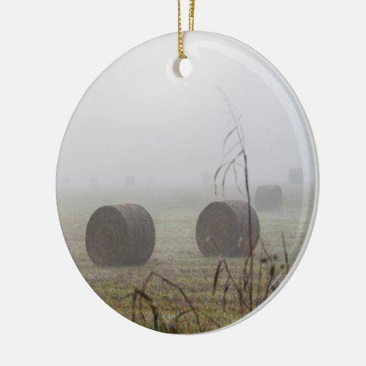 Hay Bales im Nebel Keramik Ornament (Links)