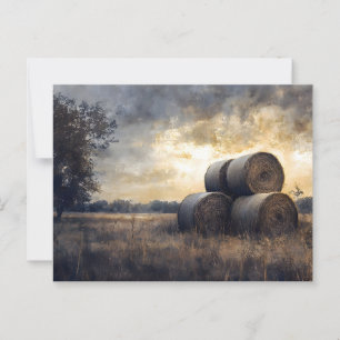 Hay Bales in Field Vintag Postkarte