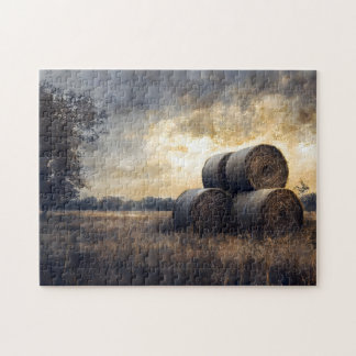 Hay Bales in Field Vintag Puzzle