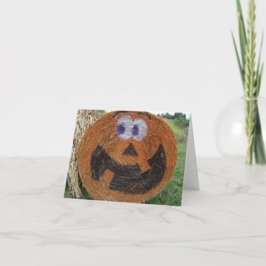 Hay Barrel Pumpkin Halloween Card Karte (Vorderseite)