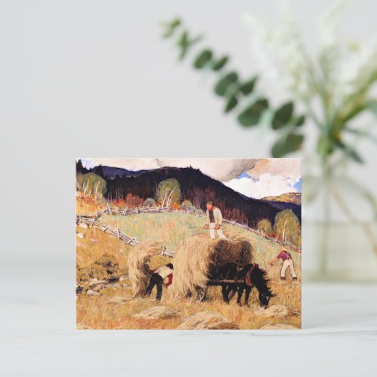 Hay, beliebtes Gemälde von Clarence Gagnon Postkarte (Stehend Vorderseite)