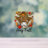 Hay Fall Highland Cow Leopard Erntedank Heifer Acrylschild (Neutral)