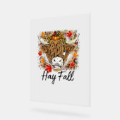 Hay Fall Highland Cow Leopard Erntedank Heifer Acrylschild (Winkel)