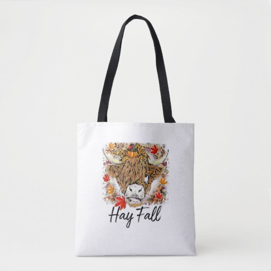 Hay Fall Highland Cow Leopard Erntedank Heifer Tasche (Vorderseite)