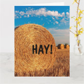 HAY FUNNY PUN HELLO Grußkarten Karte (Gelbe Blume)