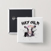 Hay Girl Bauer Funny Cattle Cow Farm Liebhaber Button (Vorne & Hinten)