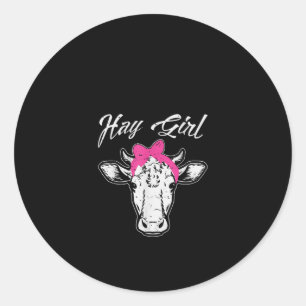 Hay Girl Cow Girl Bauer Geschenk Runder Aufkleber