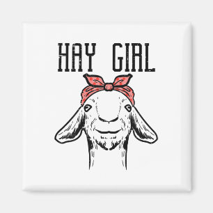 Hay Girl Goat Funny Farm Animal Girls Kinder Klein Magnet