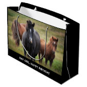 Hay Girl Happy Birthday Pferd Große Geschenktasche Geschenktüte (Rückseite Schrägansicht)