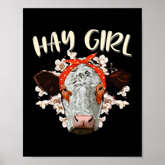 Hay Girl Heifer Bauer Cow Bandana Poster (Vorne)