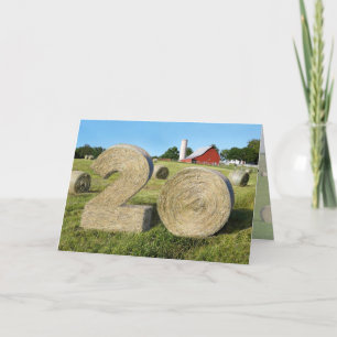 "Hay! Glücklich 20." Grußkarte mit Hay Bales Karte