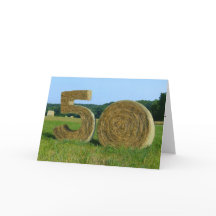 "Hay! Happy 50." Grußkarte mit Hay Bales