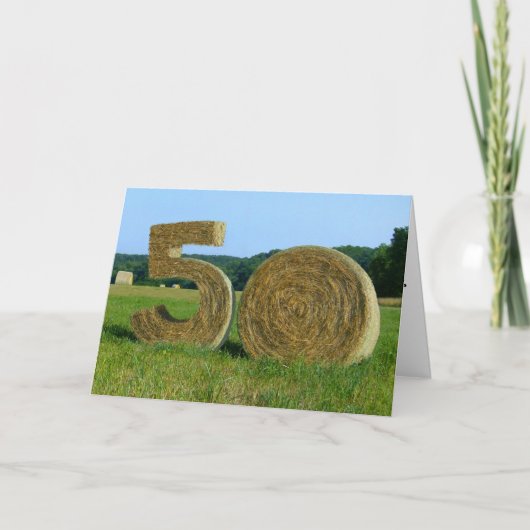 "Hay! Happy 50." Grußkarte mit Hay Bales Karte (Vorderseite)
