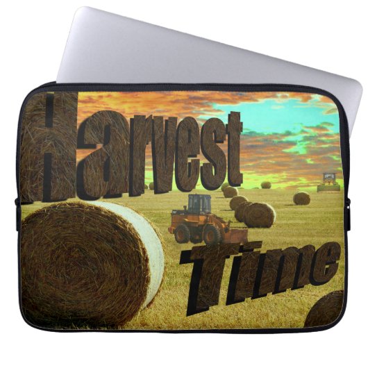 Hay Harvesting Time Logo und Theme, Laptopschutzhülle (Vorderseite)