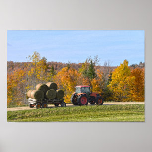 Hay Hauling in Vermont im Herbst Poster