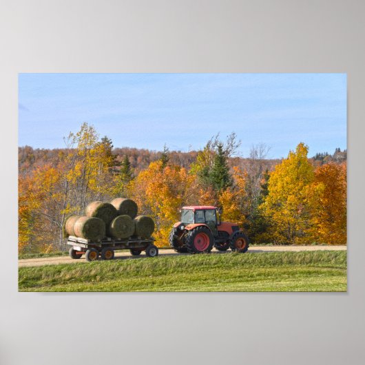 Hay Hauling in Vermont im Herbst Poster (Vorne)