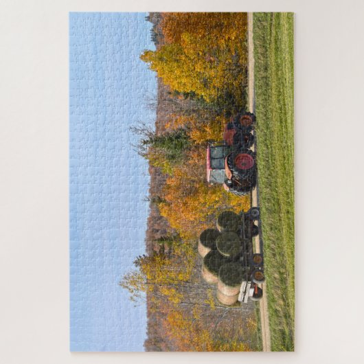 Hay Hauling in Vermont im Herbst Puzzle (Vertikal)