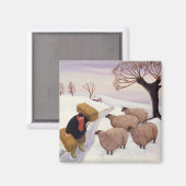 Hay im Winter zum Schaf tragen Magnet (Vorderseite/Rückseite)