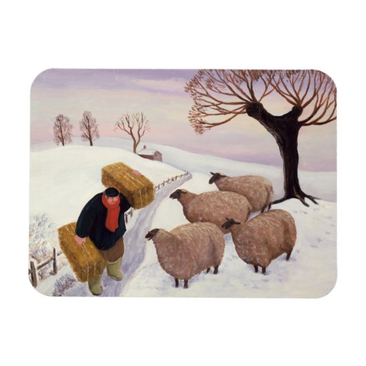 Hay im Winter zum Schaf tragen Magnet (Horizontal)