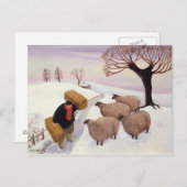 Hay im Winter zum Schaf tragen Postkarte (Vorne/Hinten)