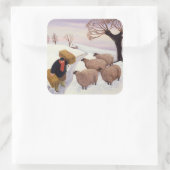 Hay im Winter zum Schaf tragen Quadratischer Aufkleber (Tasche)