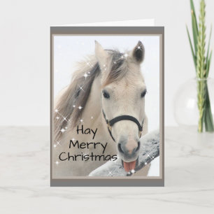 Hay Merry Christmas Horse Farm Animal Spaß Karte