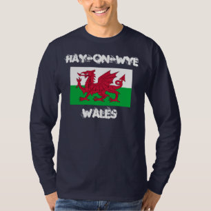 Hay-on-Wye, Wales mit walisischer Flagge T-Shirt