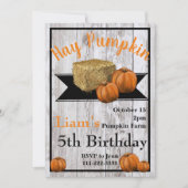 Hay Pumpkin Fall Geburtstagsparty Einladung (Vorderseite)