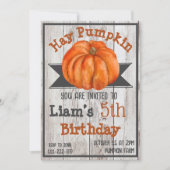 Hay Pumpkin Fall Geburtstagsparty Einladung (Vorderseite)