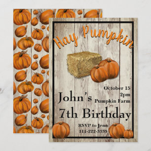 Hay Pumpkin Fall Geburtstagsparty Einladung