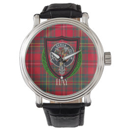 Hay Scottish Clan Tartan & Crest Armbanduhr