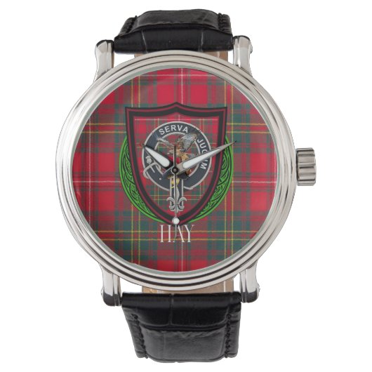 Hay Scottish Clan Tartan & Crest Armbanduhr (Vorderseite)