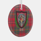 Hay Scottish Clan Tartan & Crest Ornament Aus Glas (Vorderseite Rechts)