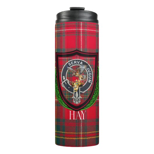 Hay Scottish Clan Tartan & Crest Thermosbecher (Vorderseite)