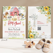 Hay There Cute Farm Animals Sunflower Baby Shower Einladung