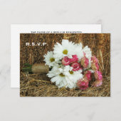 Hay Wedding RSVP - Daisy & Pink Bouquet (Vorne/Hinten)