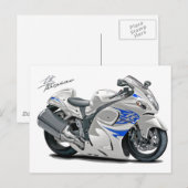 Hayabusa White-Blue Bike Postkarte (Vorne/Hinten)