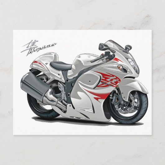 Hayabusa White-Red Bike Postkarte (Vorderseite)