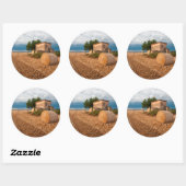 Haybale in der Provence Runder Aufkleber (Blatt)