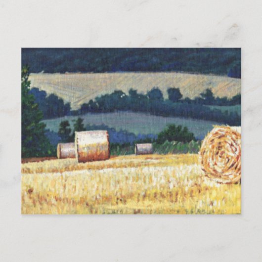 Haybales auf Hügelölen auf der Leinwand Postkarte (Vorderseite)