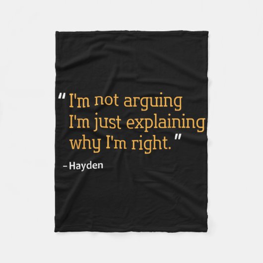 Hayden Gift Zitat Funny Geburtstag Personalisierte Fleecedecke (Vorderseite)